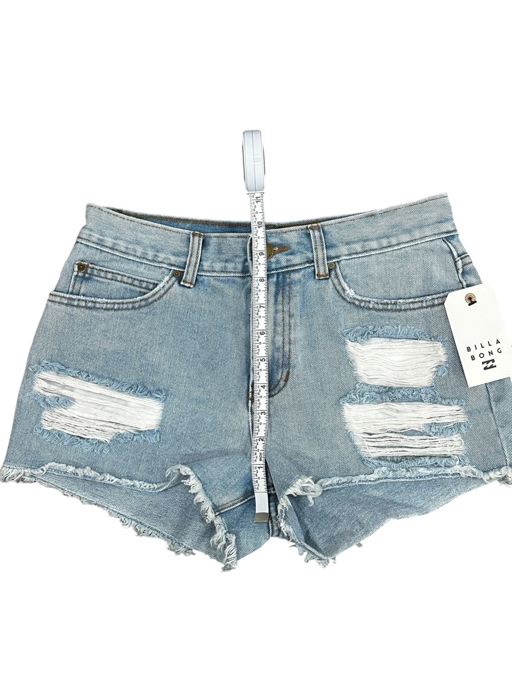 NEW Billabong Drift Away Shorts Light Wash Frayed Hem & Distressed Denim Size 25 - Picture 10 of 11